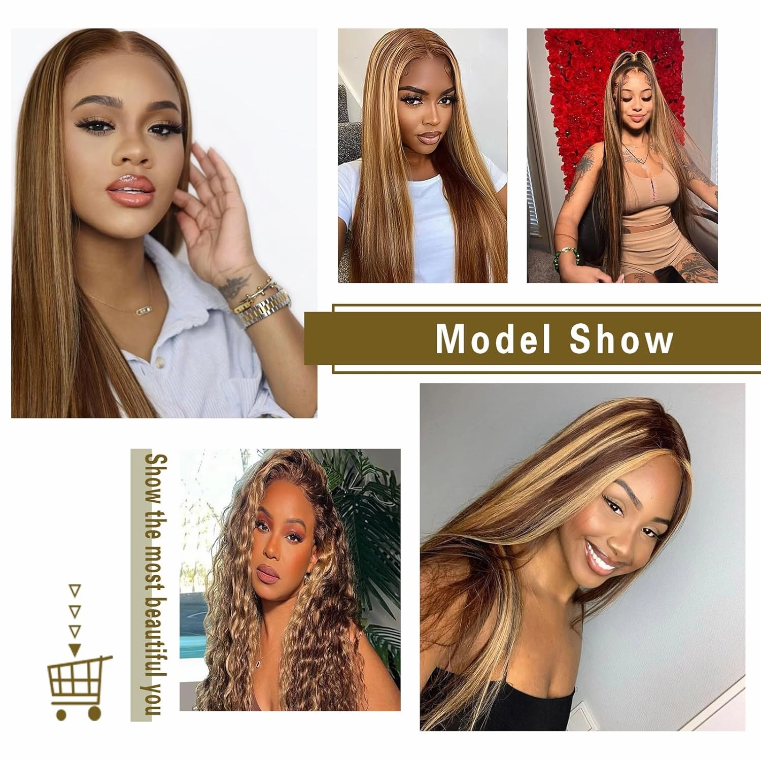 Highlight Ombre Bundles with Closure 18 20 22 18inch 10A Grade 100% Brazilian Virgin Hair Weave Straight Brown Bundles with Blosure Buman Bair P4/27 Colored 3 Bundle