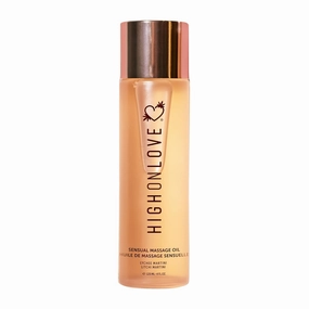 HIGHONLOVE Natural Body Oil with Hemp Seed, Grape Seed, & Vitamin E Oil - Moisturizing Body Glow with a Non-Greasy, Glowy Finish (120 ml) (Lychee Martini)
