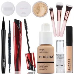 Hilareco PHOERA Foundation,PHOERA 9D Mascara,PHOERA Makeup Foundation Full Coverage,PHOERA Primer, PHOERA Powder, PHOERA Concealer, Kabuki Brushes Makeup Foundation Brush Powder Brush Concealer Brush
