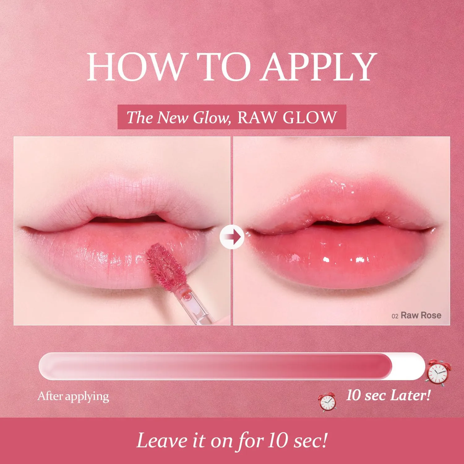 HINCE Raw Glow Gel Tint - Glossy Dewy Lip Tint, Non-Sticky & Long Wearing Lip Gloss for Natural Glass Glow, Moisturizing Liquid Lipstick, Vegan, 0.13 fl.oz. (RAW CHERRY, 10)