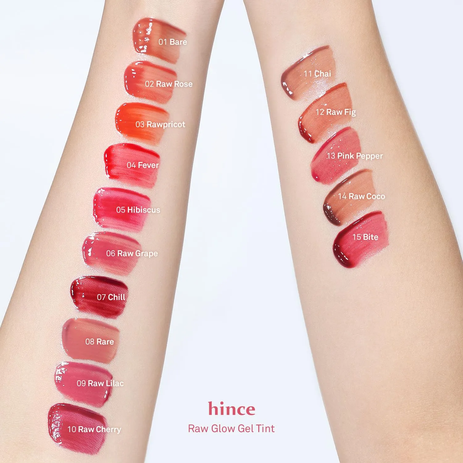 HINCE Raw Glow Gel Tint - Glossy Dewy Lip Tint, Non-Sticky & Long Wearing Lip Gloss for Natural Glass Glow, Moisturizing Liquid Lipstick, Vegan, 0.13 fl.oz. (RAW CHERRY, 10)