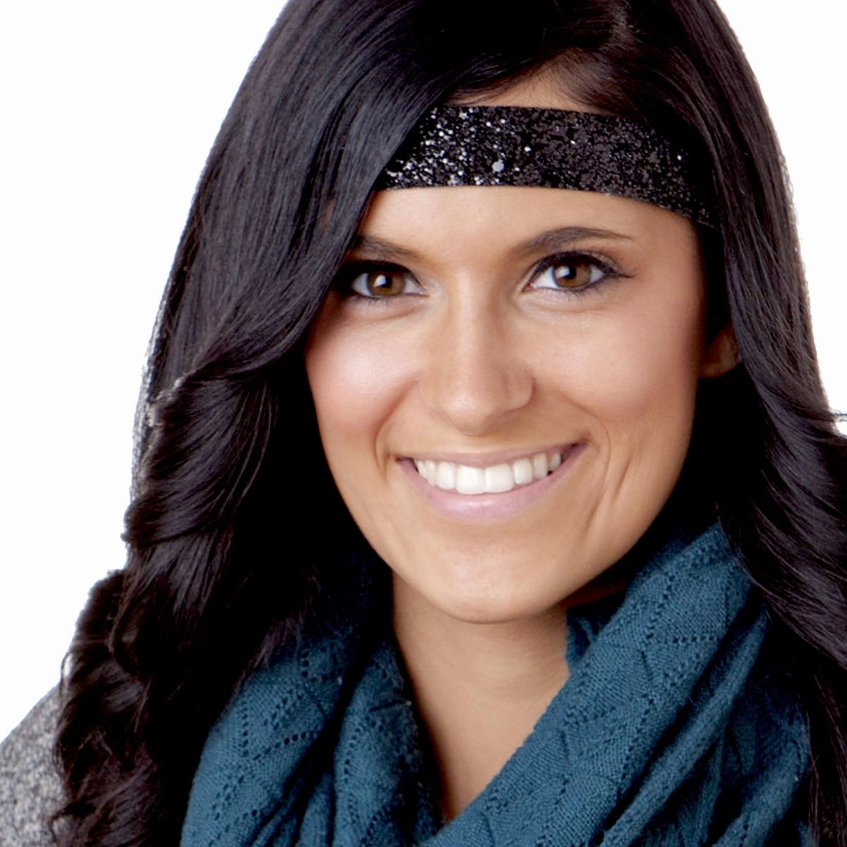 Hipsy Adjustable No Slip Wide Bling Glitter Headband 2-packs for Women Girls & Teens (Black & Rose Gold)