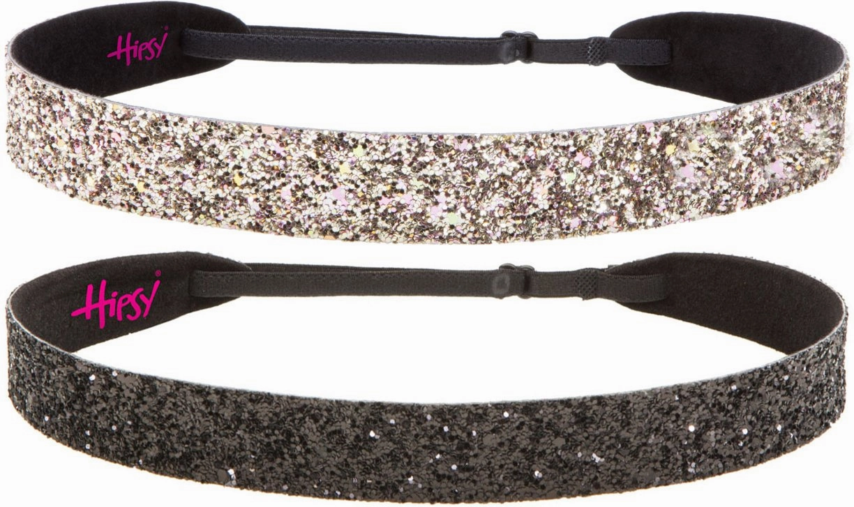 Hipsy Adjustable No Slip Wide Bling Glitter Headband 2-packs for Women Girls & Teens (Black & Rose Gold)