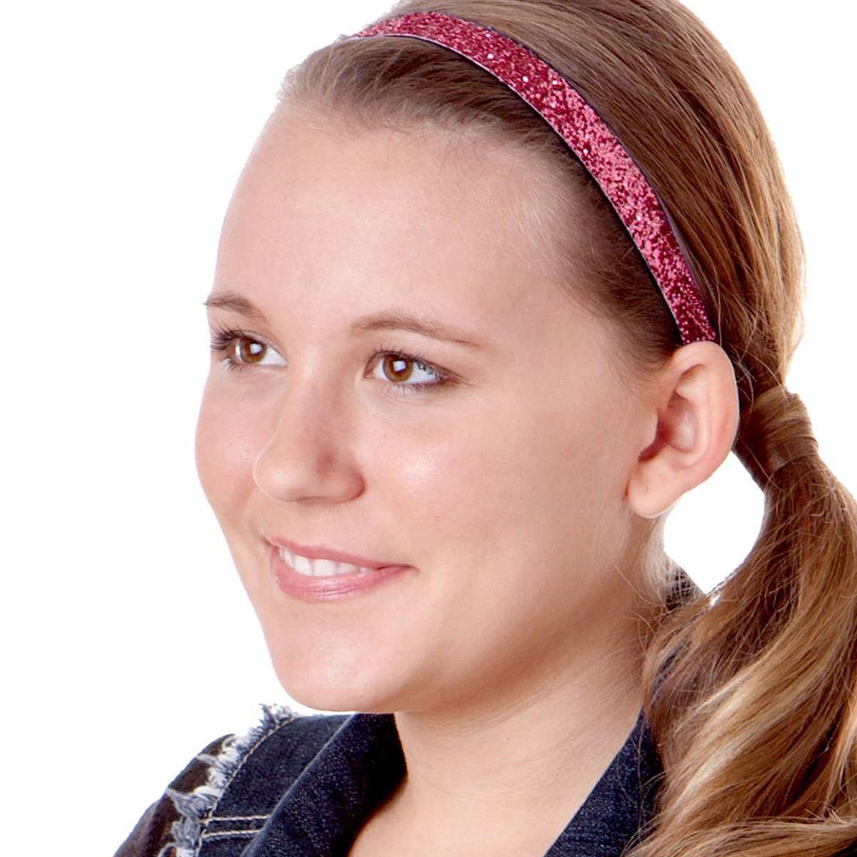 Hipsy REGULAR Size, Adjustable No Slip Sparkly Bling Glitter Skinny 5pk Headbands for Women Girls & Teens (Skinny Navy/Rose Gold/Black/Pink Rose/Gunmetal)