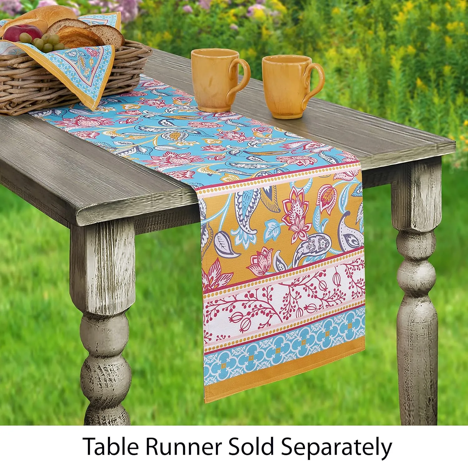 Home Bargains Plus Belle Fleur Provence Country French Fabric Tablecloth, Stain and Water Resistant, Wrinkle Free Floral Paisley Tablecloth, 60” x 84" Oval