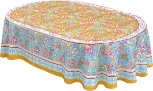 Home Bargains Plus Belle Fleur Provence Country French Fabric Tablecloth, Stain and Water Resistant, Wrinkle Free Floral Paisley Tablecloth, 60” x 84" Oval