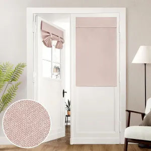 HOMEIDEAS 100% Linen Blackout French Door Curtains, Privacy Door Window Curtains, 26 X 40 Inch Room Darkening Blinds, Thermal Insulated Shades for Bedroom, 1 Panel, Blush Pink
