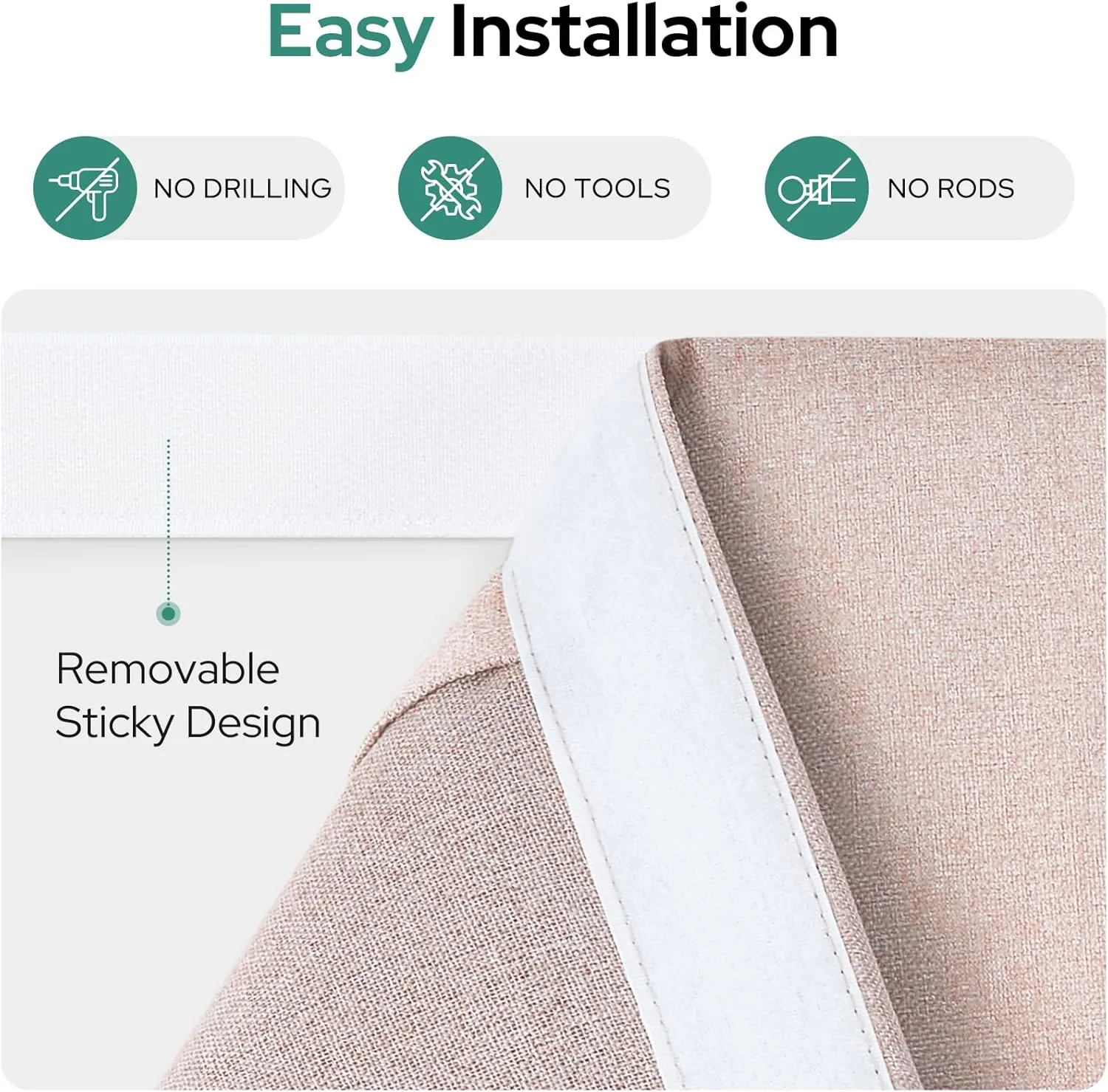 HOMEIDEAS 100% Linen Blackout French Door Curtains, Privacy Door Window Curtains, 26 X 40 Inch Room Darkening Blinds, Thermal Insulated Shades for Bedroom, 1 Panel, Blush Pink