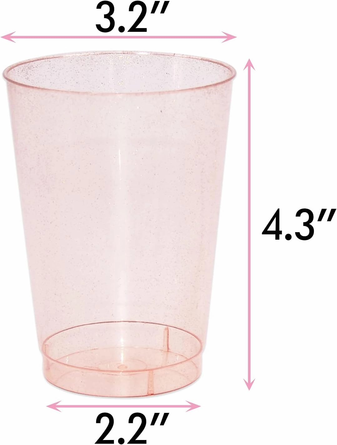 Homy Feel 12 Oz Rose Gold Glitter Plastic Cups - 50PCS Disposable Cocktail & Wine Cups for Wedding Party & Valentine's Day