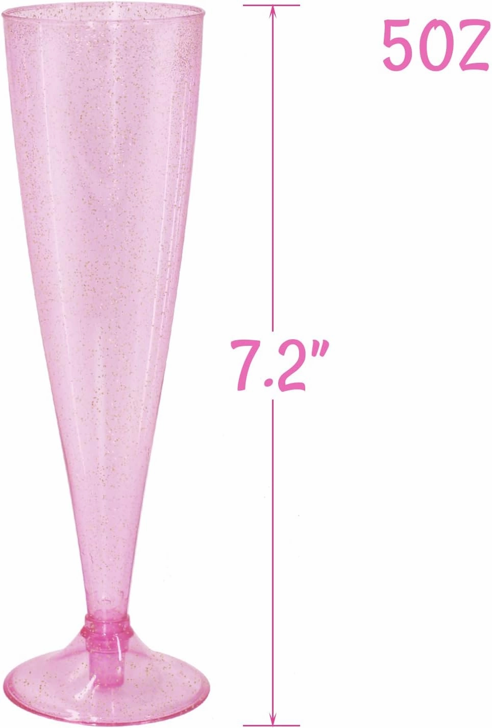 Homy Feel Pink Glitter Plastic Pink Wine Glasses 30 Pack,5 OZ Champagne Flutes Disposable for Party,Plastic Champagne Flutes,Mimosa Bar Glasse Supplies