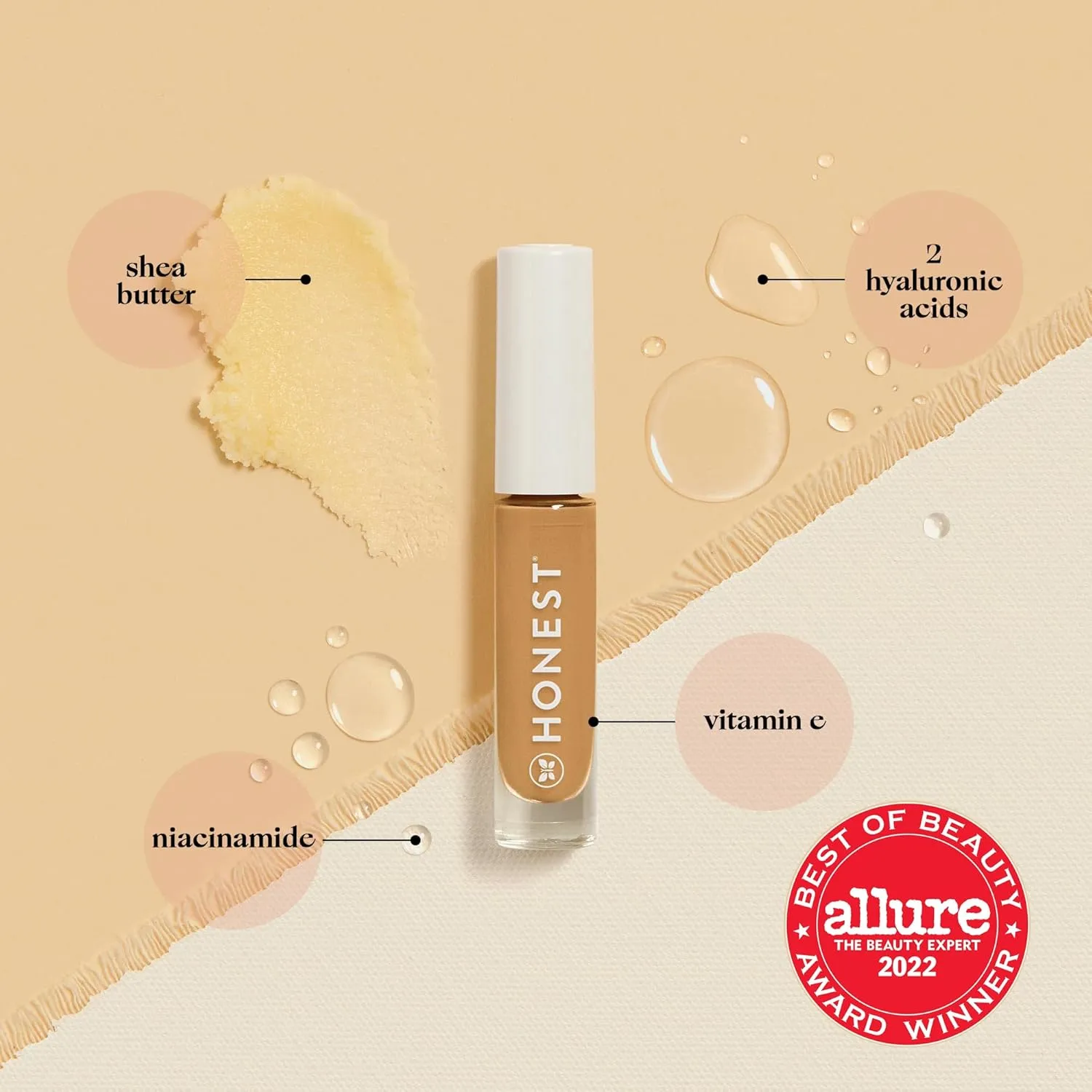 Honest Beauty Fresh Flex Concealer with Niacinamide   Vitamin E   Hyaluronic Acid | Vegan   Cruelty free | Cocoa, 0.17 fl oz