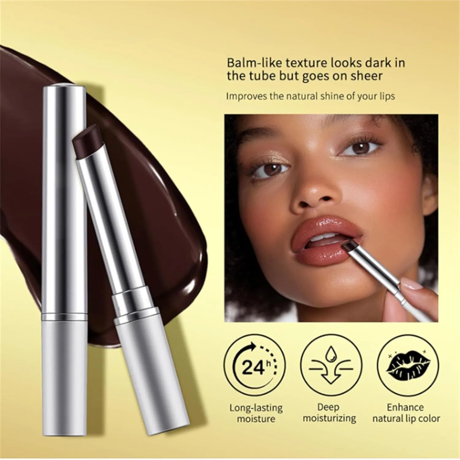 Honey Noir Black Honey Lipstick, Honeynoir Lipstick, Hydrating Non-Sticky Balm with Light Sheer, Long-Lasting Glossy Lip Tint for A Smooth, Glowy Look for All Skin Tones (2PCS Pink)