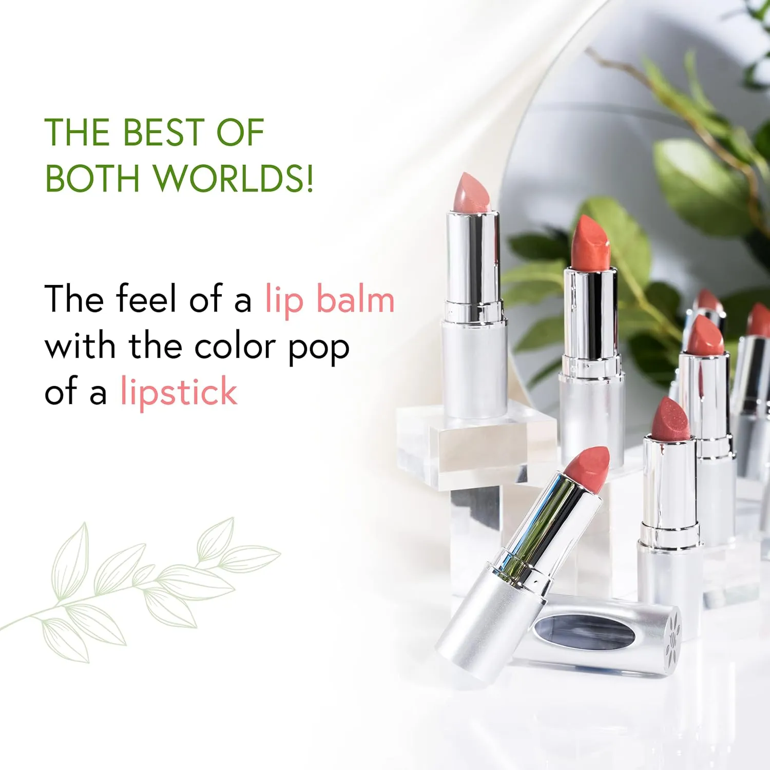 Honeybee Gardens Truly Natural Long Lasting Lipstick, South Beach, Bright Coral with Red Undertones, Naturally Hydrating & Nourishing, Vegan, Gluten-Free & Cruelty-Free, 0.13 oz / 3.8 g