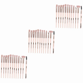 Housoutil 3sets Cosmetic Brush Women Multifunctional Eyeshadow Makeup Tools Handle for for Daily Use Beginners Rose Gold