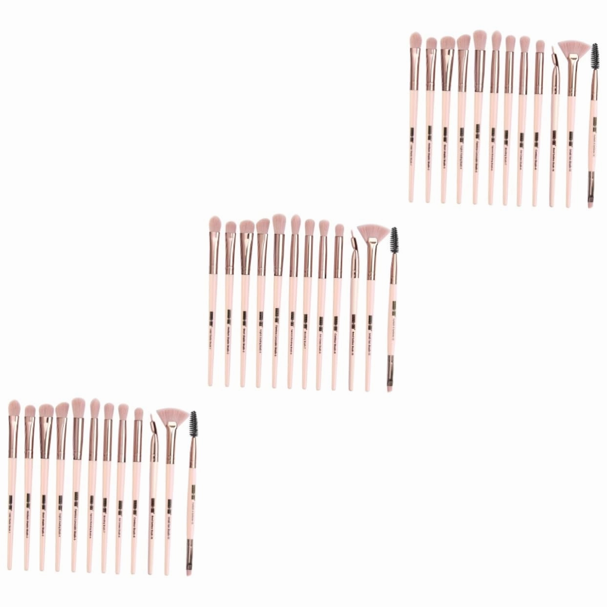Housoutil 3sets Cosmetic Brush Women Multifunctional Eyeshadow Makeup Tools Handle for for Daily Use Beginners Rose Gold