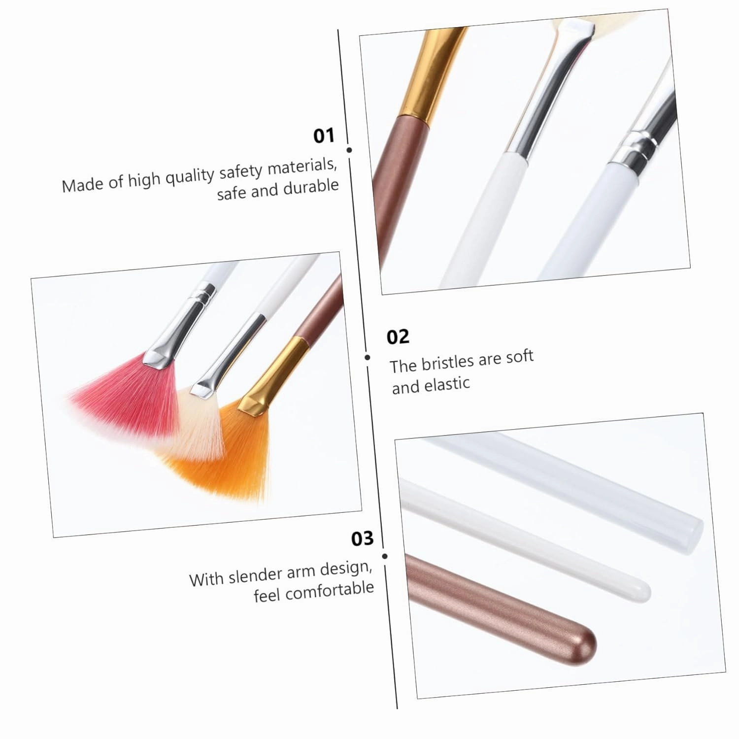 Housoutil 9pcs Fan-shaped Highlight Brush for Women Cosmetic Makeup Kit for Home Hair Brushes for Blending and Diffusing Highlighters