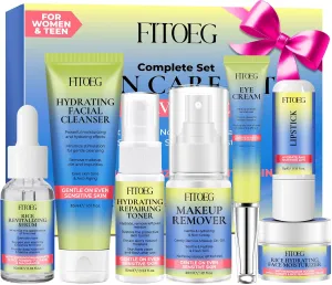 Hydrating Skin Care Set Kit,Travel Friendly Skincare Teens Kids Women Facial Skin Care Routine Kit Products,Gentle Skin Care Set Gift for Teens Girls Teenage Women Travel Size Toiletries Essentials