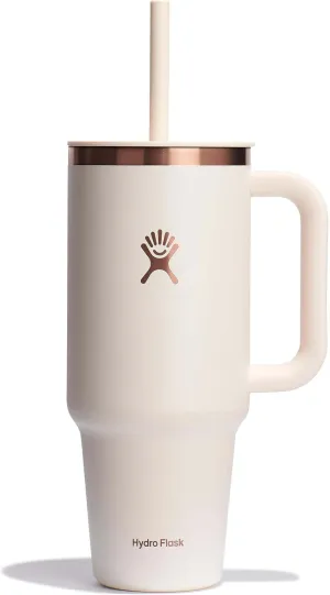 Hydro Flask 40 Oz Travel Tumbler with Handle, Lid and Straw - Insulated Stainless Steel in 40 Oz Ivory Rose Gold