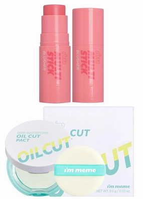 I'M MEME I'm Multi Stick Blusher 001 Rose   Compact - Oil Cut Pact, 0.34 Oz Bundle