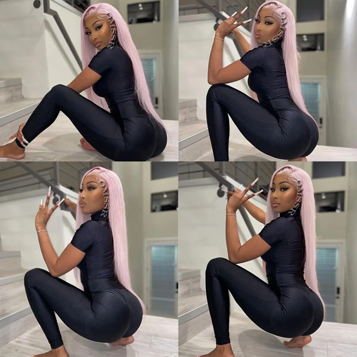 Ice Pink Synthetic Lace Front Wig for Fashion Women Long Straight Light Pink Lace Front Wigs Pre Plucked Heat Resistant Hair Synthetic Lace Wig Natural Hairline