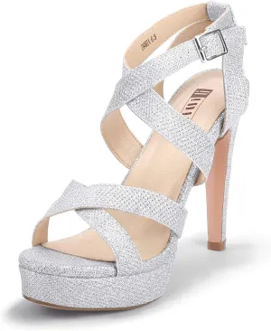 IDIFU Women's Dress Platform High Heels Strappy Heeled Sandals Open Toe Ankle Strap Shoes for Women Wedding Bridal Homecoming