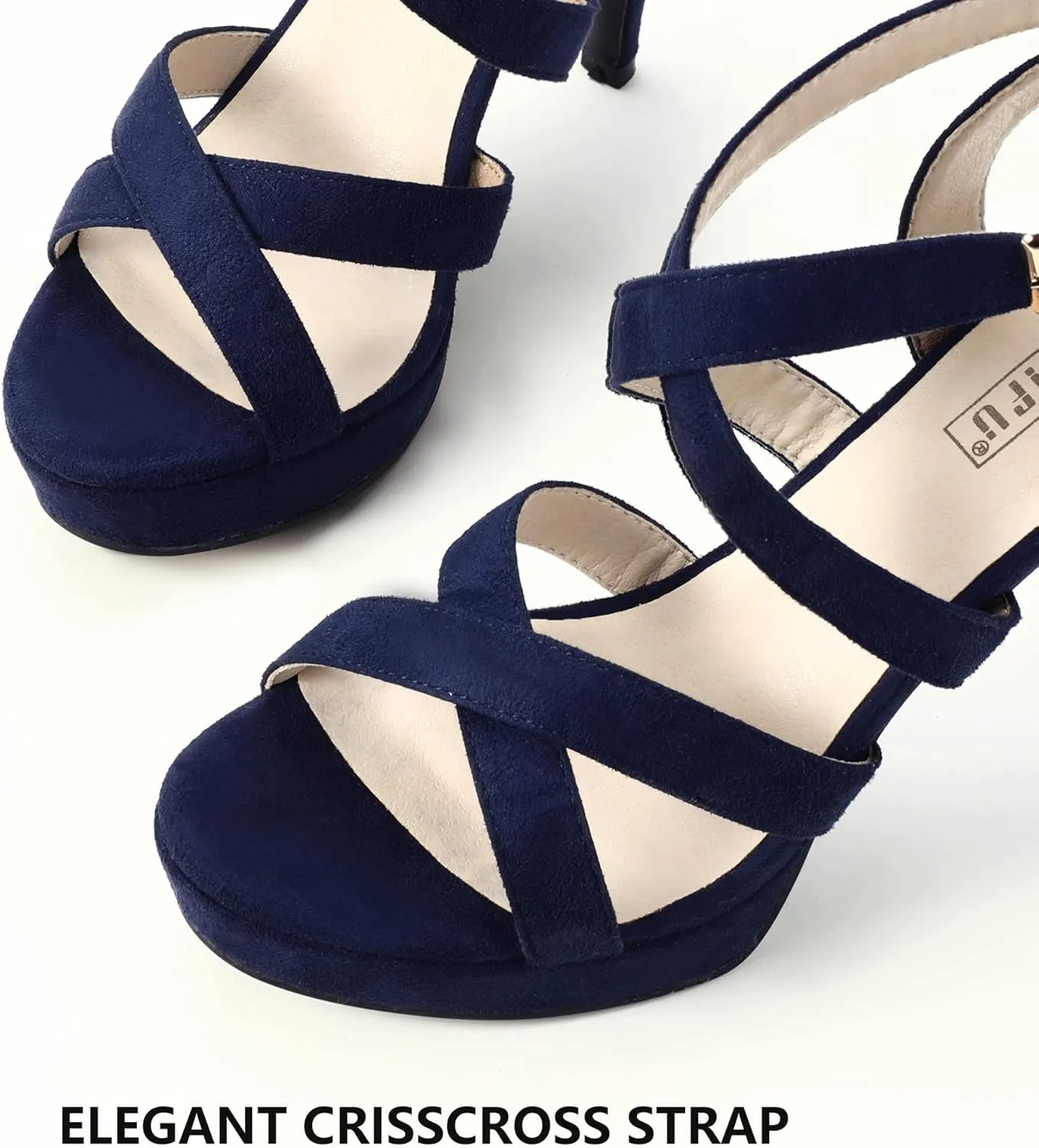 IDIFU Women's Dress Platform High Heels Strappy Heeled Sandals Open Toe Ankle Strap Shoes for Women Wedding Bridal Homecoming