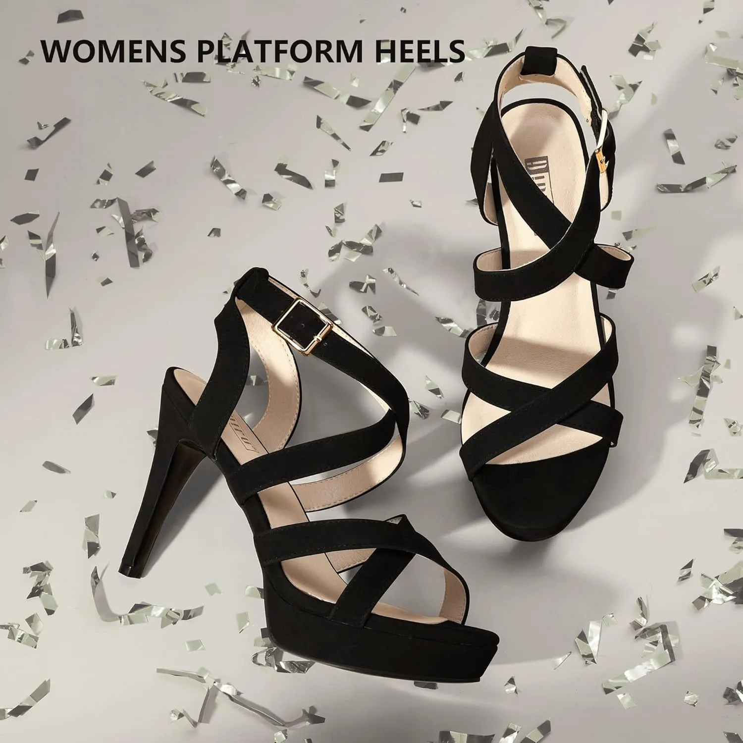 IDIFU Women's Dress Platform High Heels Strappy Heeled Sandals Open Toe Ankle Strap Shoes for Women Wedding Bridal Homecoming