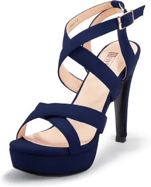 IDIFU Women's Dress Platform High Heels Strappy Heeled Sandals Open Toe Ankle Strap Shoes for Women Wedding Bridal Homecoming