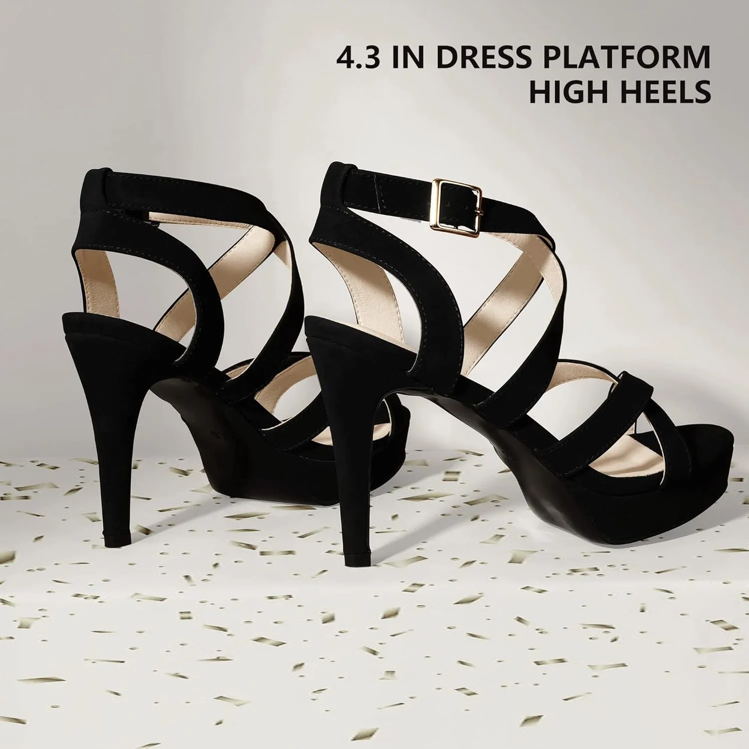 IDIFU Women's Dress Platform High Heels Strappy Heeled Sandals Open Toe Ankle Strap Shoes for Women Wedding Bridal Homecoming
