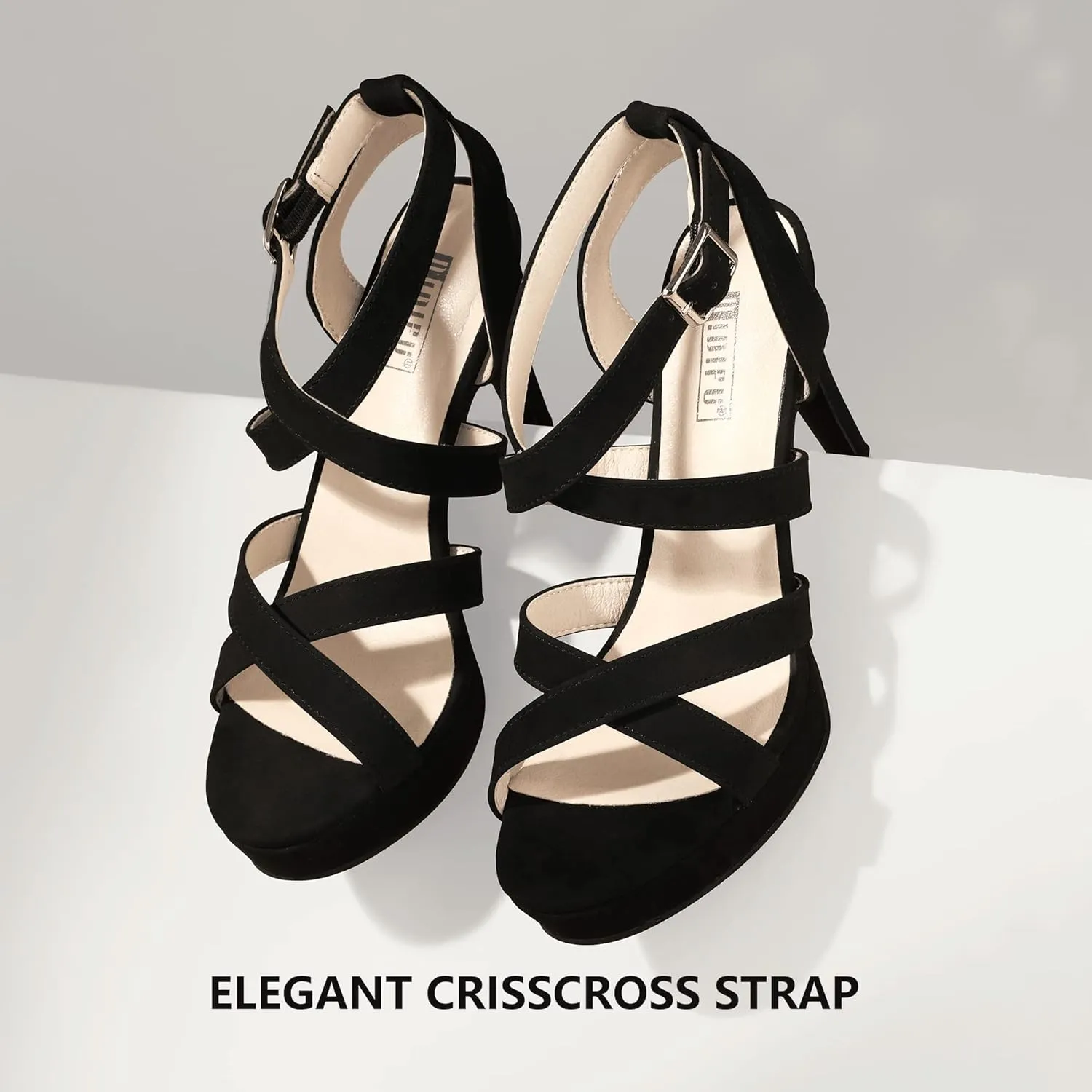 IDIFU Women's Dress Platform High Heels Strappy Heeled Sandals Open Toe Ankle Strap Shoes for Women Wedding Bridal Homecoming