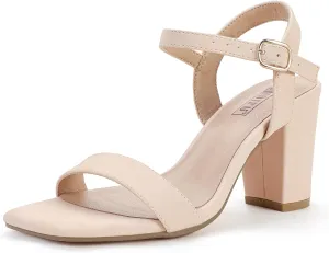 IDIFU Women's IN3 Chunky Heels for Women Dressy Square Toe Heels Slingback Block Heels Sandals for Wedding Bridal Evening Homecoming Prom