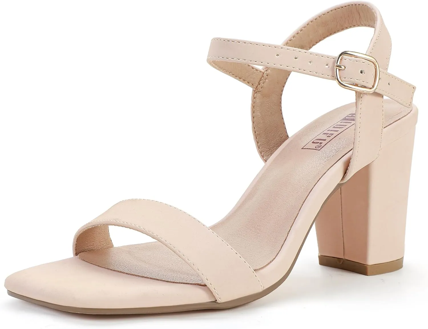 IDIFU Women's IN3 Chunky Heels for Women Dressy Square Toe Heels Slingback Block Heels Sandals for Wedding Bridal Evening Homecoming Prom