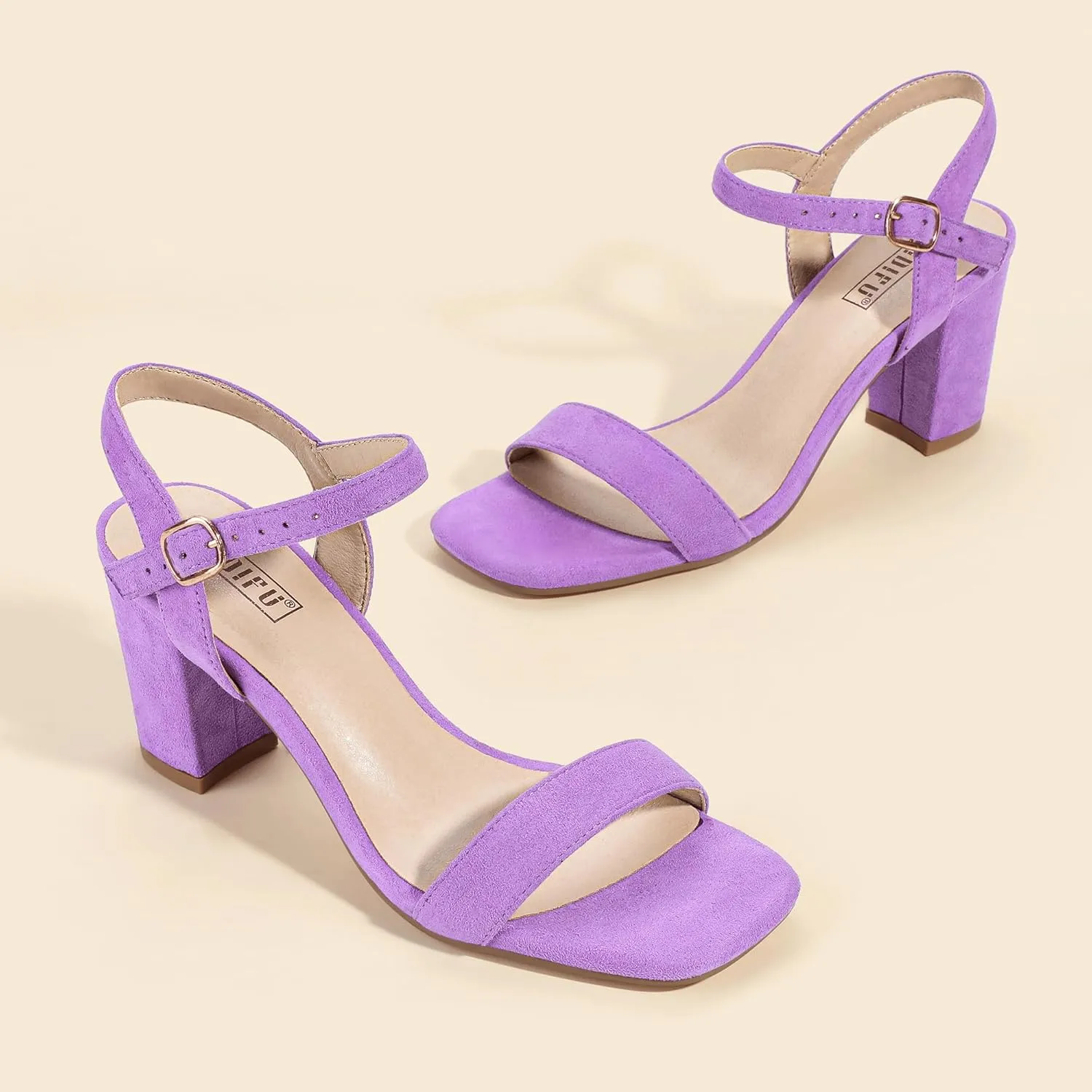 IDIFU Women's IN3 Chunky Heels for Women Dressy Square Toe Heels Slingback Block Heels Sandals for Wedding Bridal Evening Homecoming Prom