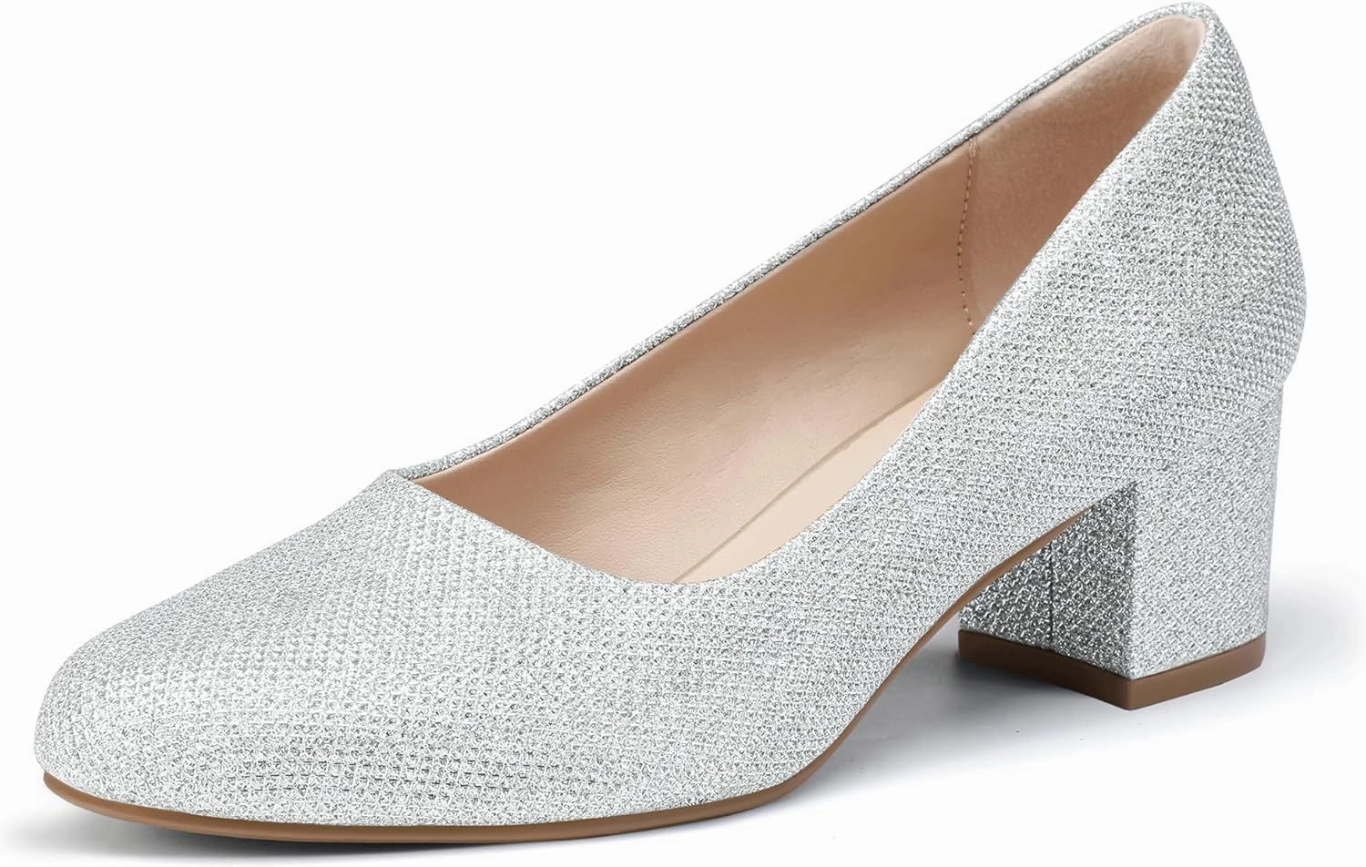 IDIFU IN2 Women's Pumps Low Chunky Block Closed Toe Heels Comfortable Short Dress Shoes for Women Ladies Flight Attendant Wedding Bridal Homecoming Work Heels Dressy Formal Round Toe Pumps Shoes