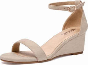 IDIFU Wedge Sandals Heels for Women Dress Shoes Open Toe with Ankle Strap for Wedding Bridal Evening Cocktail