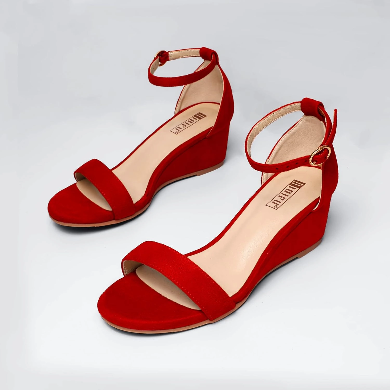 IDIFU Wedge Sandals Heels for Women Dress Shoes Open Toe with Ankle Strap for Wedding Bridal Evening Cocktail