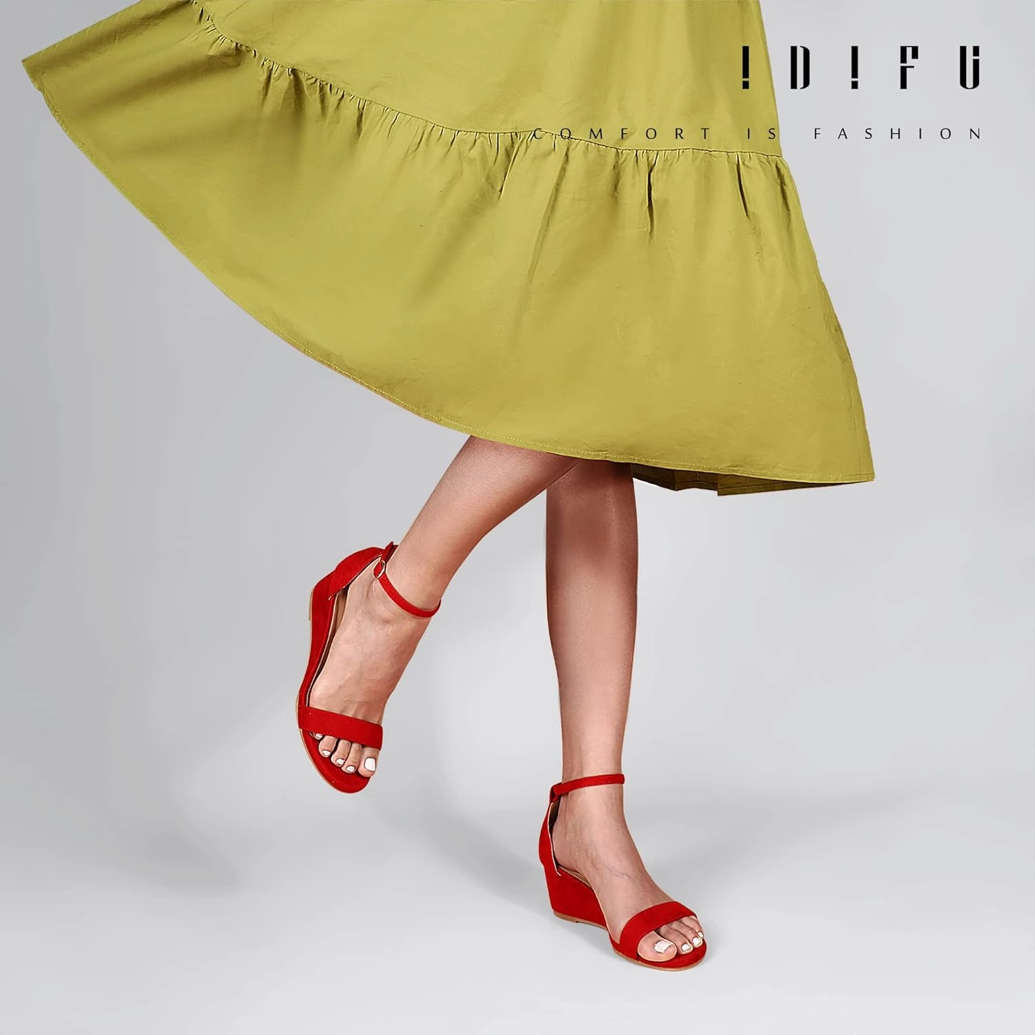 IDIFU Wedge Sandals Heels for Women Dress Shoes Open Toe with Ankle Strap for Wedding Bridal Evening Cocktail