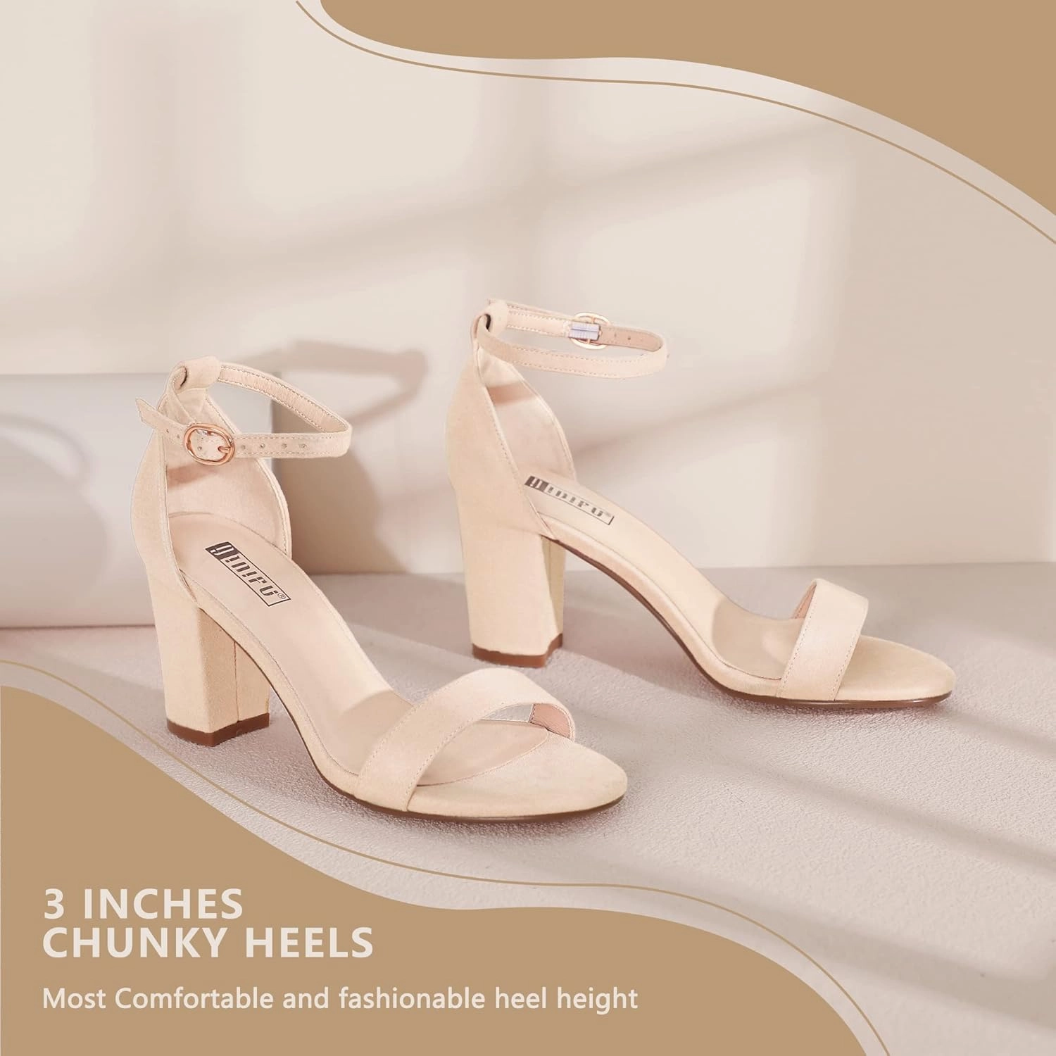 IDIFU Women's 3 Inch Heel Sandals for Women