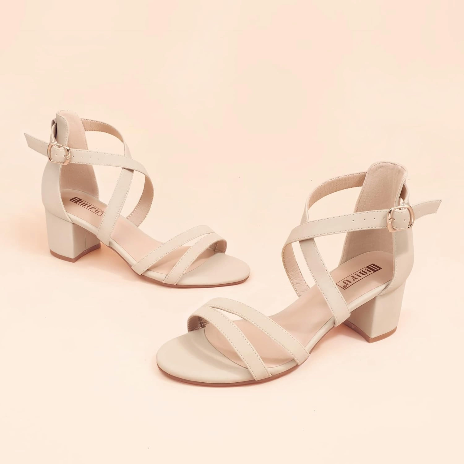 IDIFU Women's Block Low Chunky Heel Strappy Sandals Open Toe Ankle Strap Dress Wedding Evening Shoe for Women Bridal