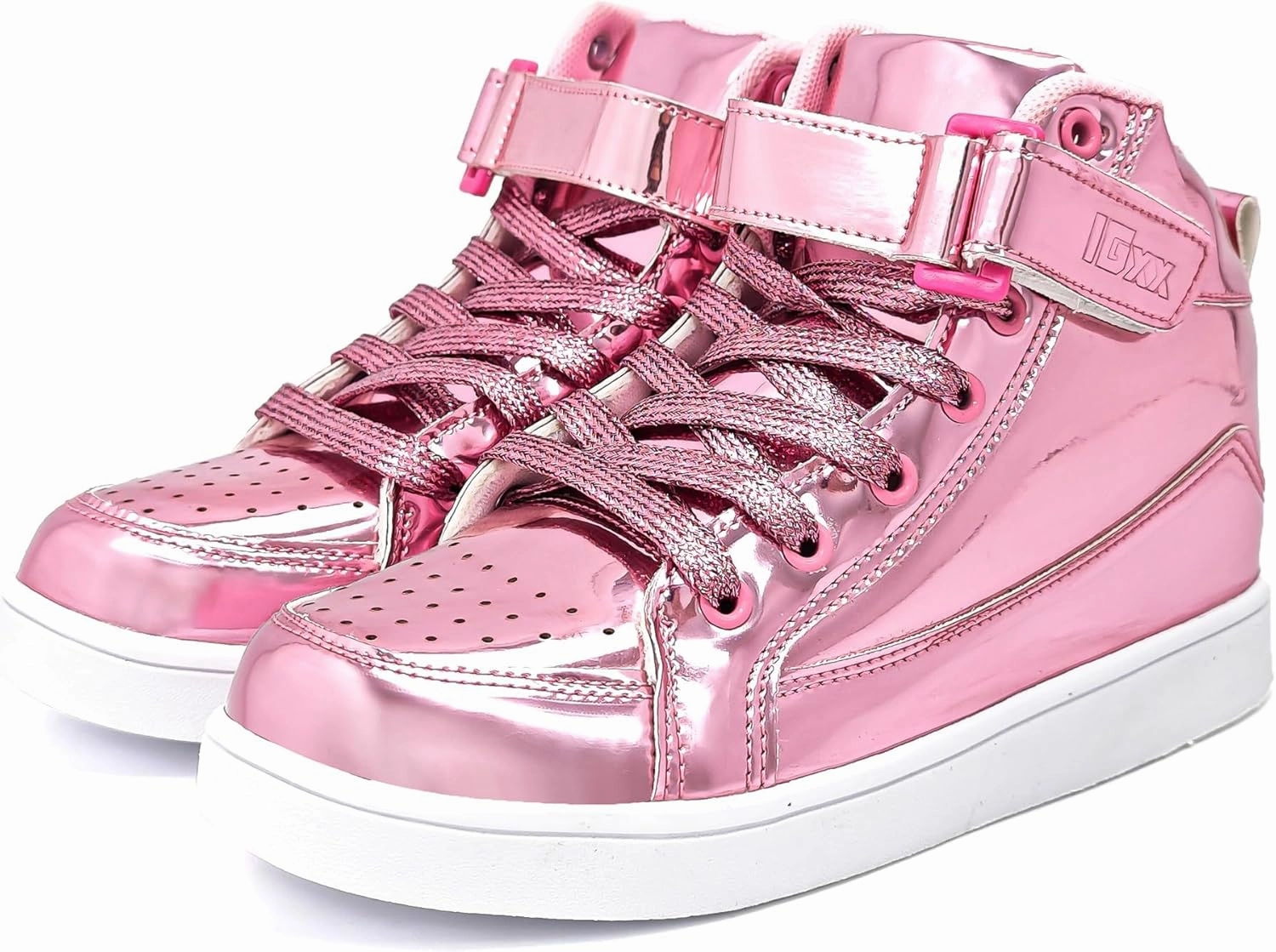 IGxx Sequins Shoes for Kids Boys Fashion Sparkle Gold Shoes Bling Shiny High Top Sneakers Girls Hook&Loop