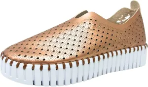 Ilse Jacobsen HORNBAEK Women's Tulip U0010 Metallic Platform | Slip-On | Low-Top (Rose Gold, 7)