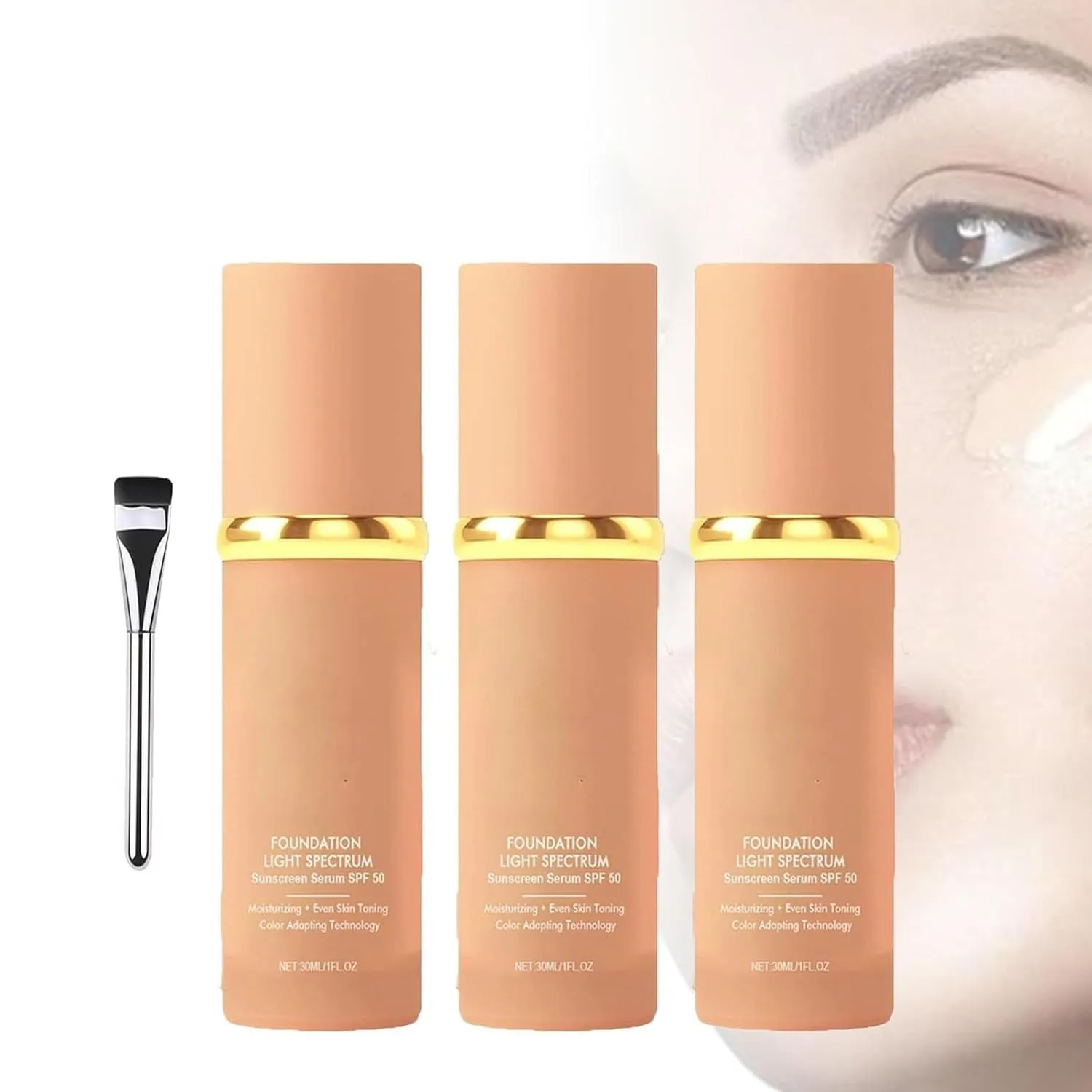 Imaginaryl Concealer, Imaginaryl Foundation, Neutrain 4 in 1 Foundation,Korean Foundation Makeup, Hydrating Color Changing Foundation, Longwearing & Waterproof, with SPF 50  (Natural, 3pcs)