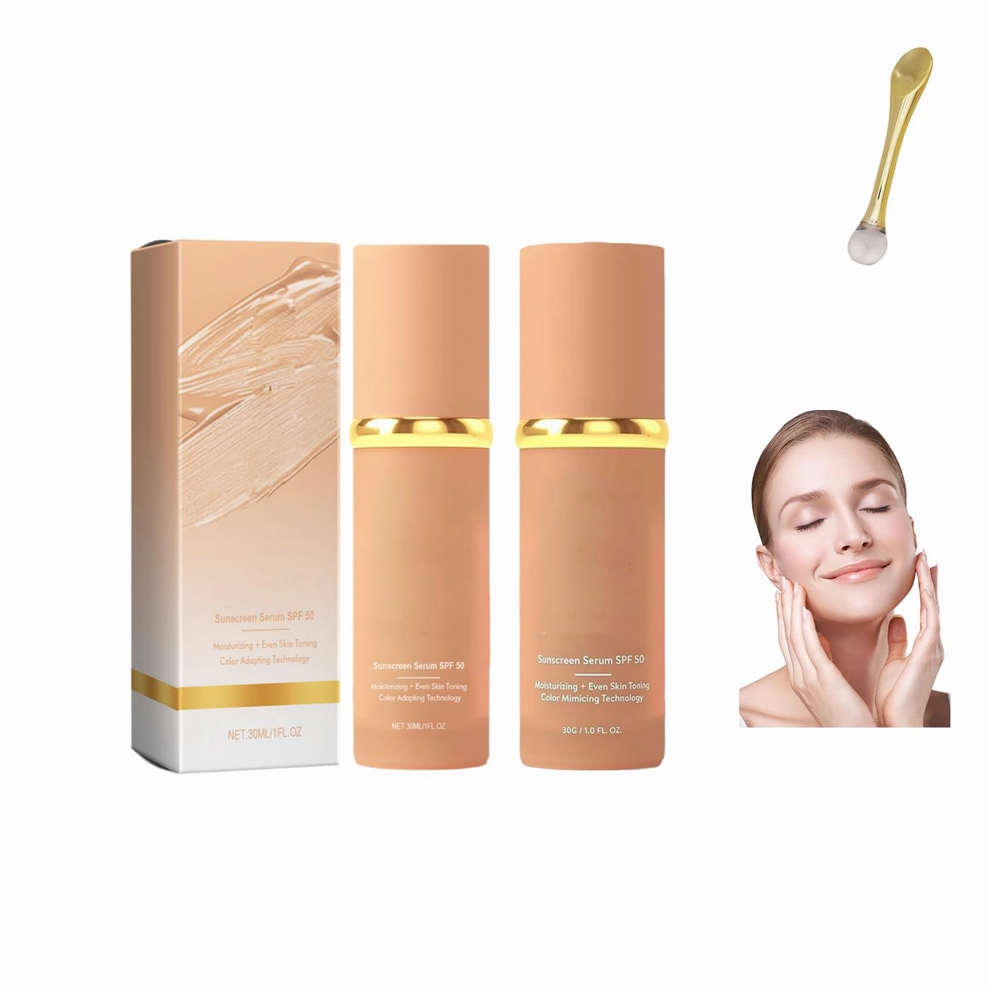 Imaginaryl 4-in-1 Foundation - Hydrating CC Cream with SPF 50 , Natural Finish, Full Coverage Concealer, Waterproof & Sweatproof，Long-Lasting Waterproof Makeup for All Skin Types (2 Pcs)
