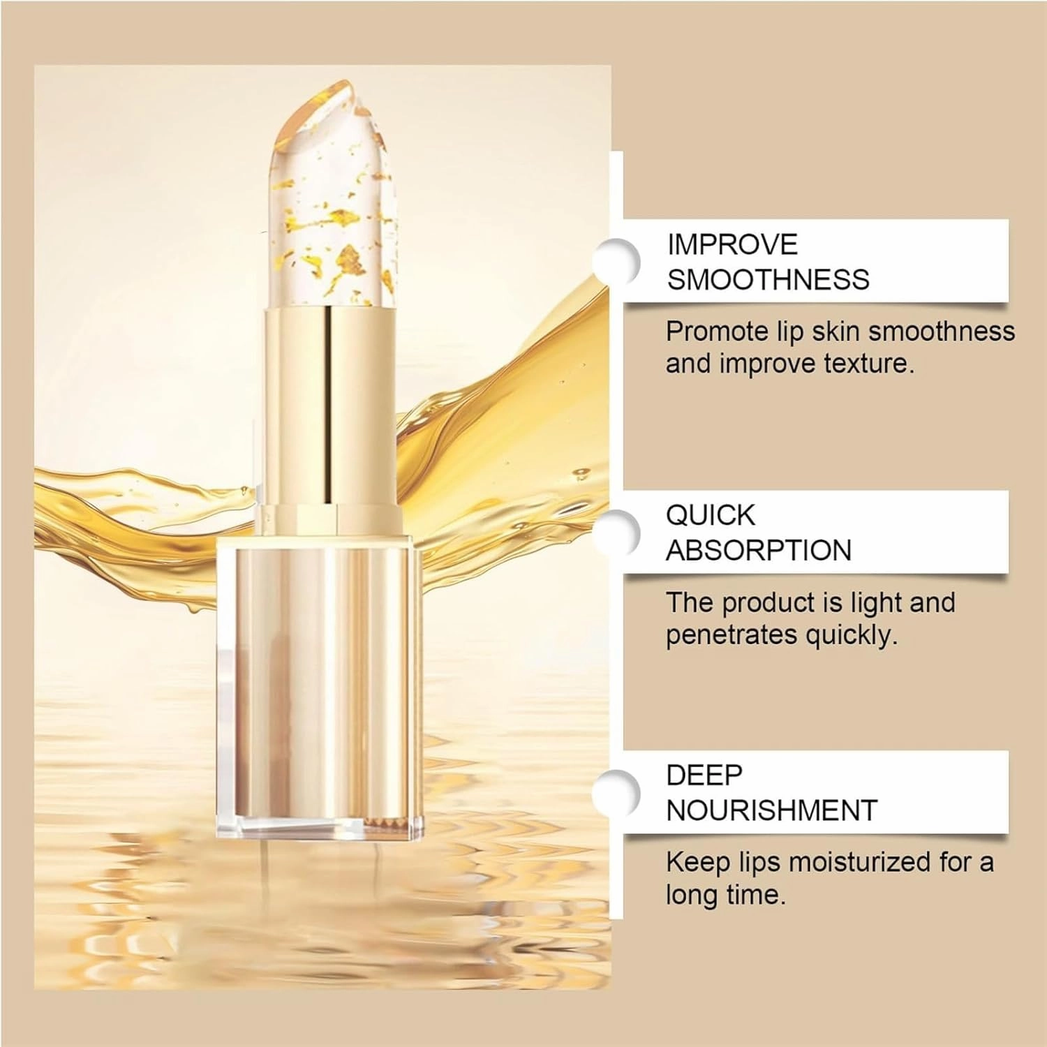 Imaginaryl Lip Color, Imaginaryl Lipstick, Lufora Color Changing Lipstick, Gold Crystal Color Changing Lip Stick, Long Lasting 24 Hours, Deep Nourishment (1PCS)