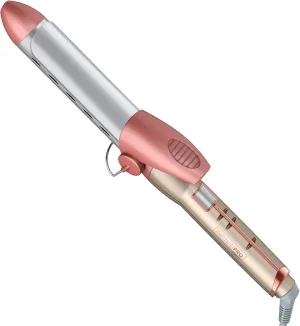 INFINITIPRO BY CONAIR Frizz Free 1 1/4-inch Titanium Ceramic Curling Iron, 1 ¼ inch barrel produces loose curls – for use on medium and long hair, Rose Gold