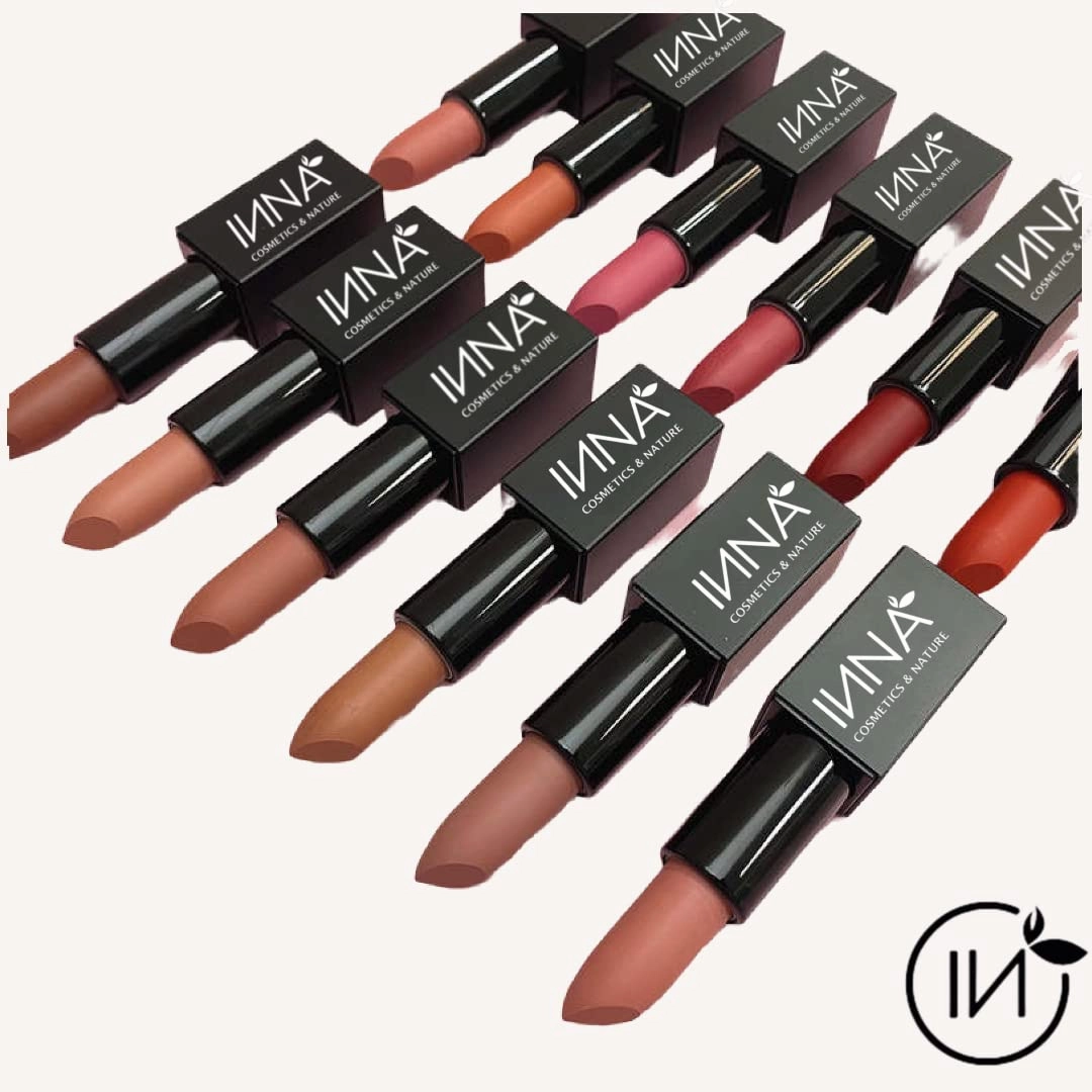 Inna Cosmetics & Nature - Matte Lipstick, Vegan, Gluten Free, Cruelty Free, non GMO with Grape Seed Oil, 3.5 g, Nude Blush (Plum)
