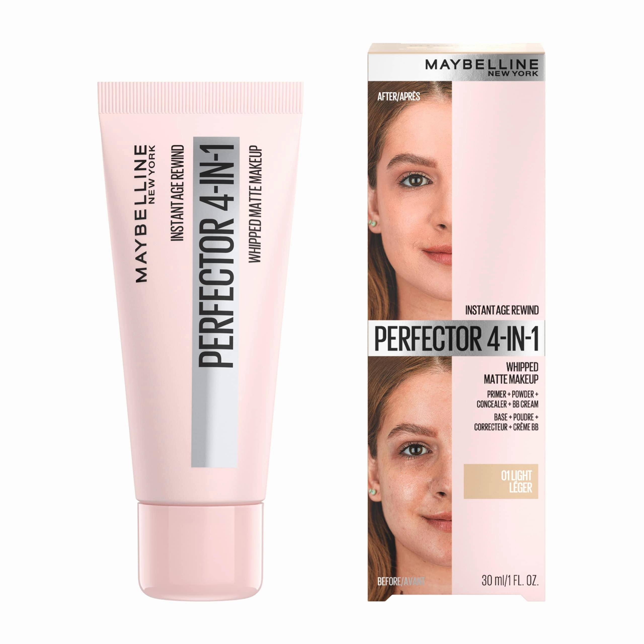 Instant Age Rewind Instant Perfector 4-In-1 Matte Makeup, 01 Light, 1 Count