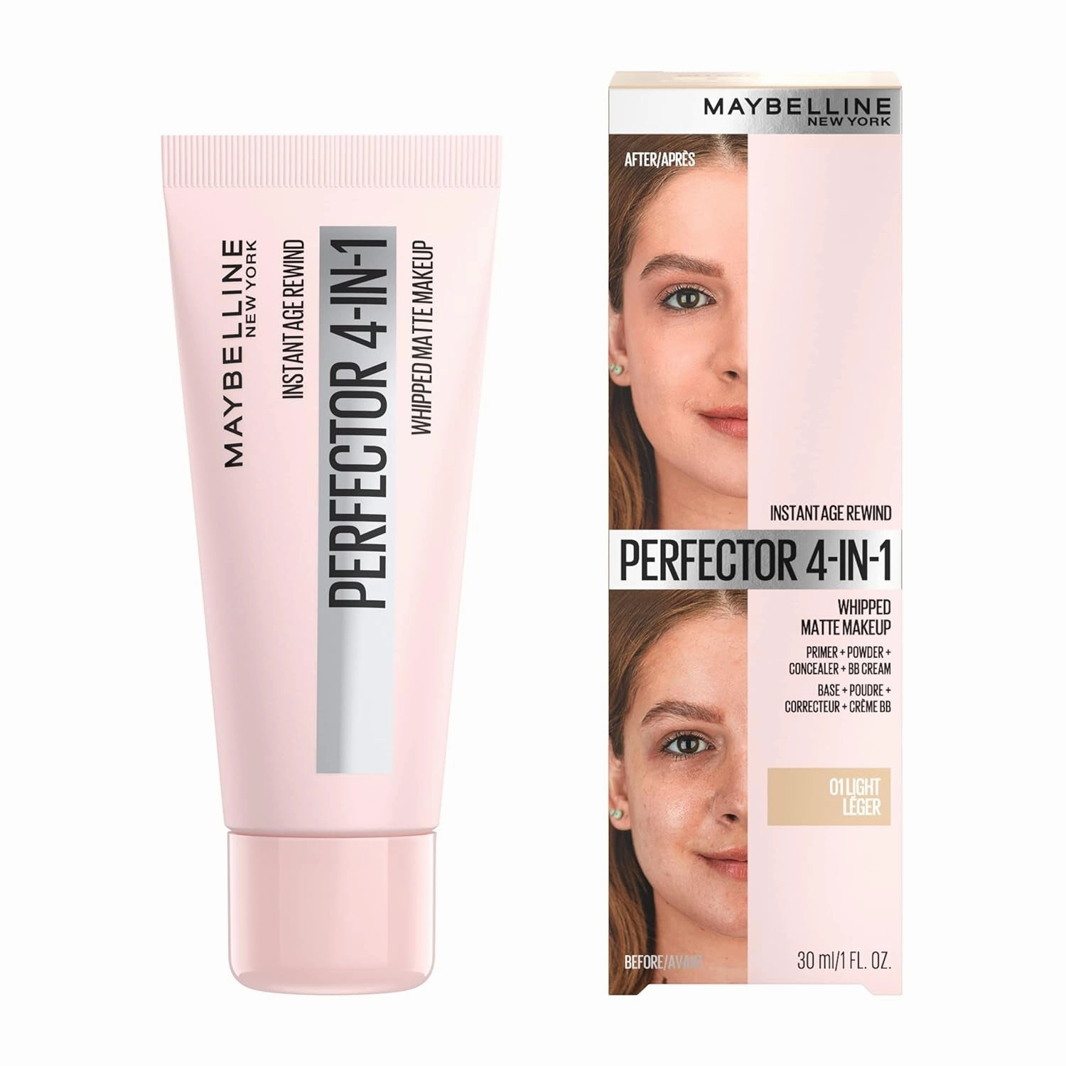 Instant Age Rewind Instant Perfector 4-In-1 Matte Makeup, 01 Light, 1 Count