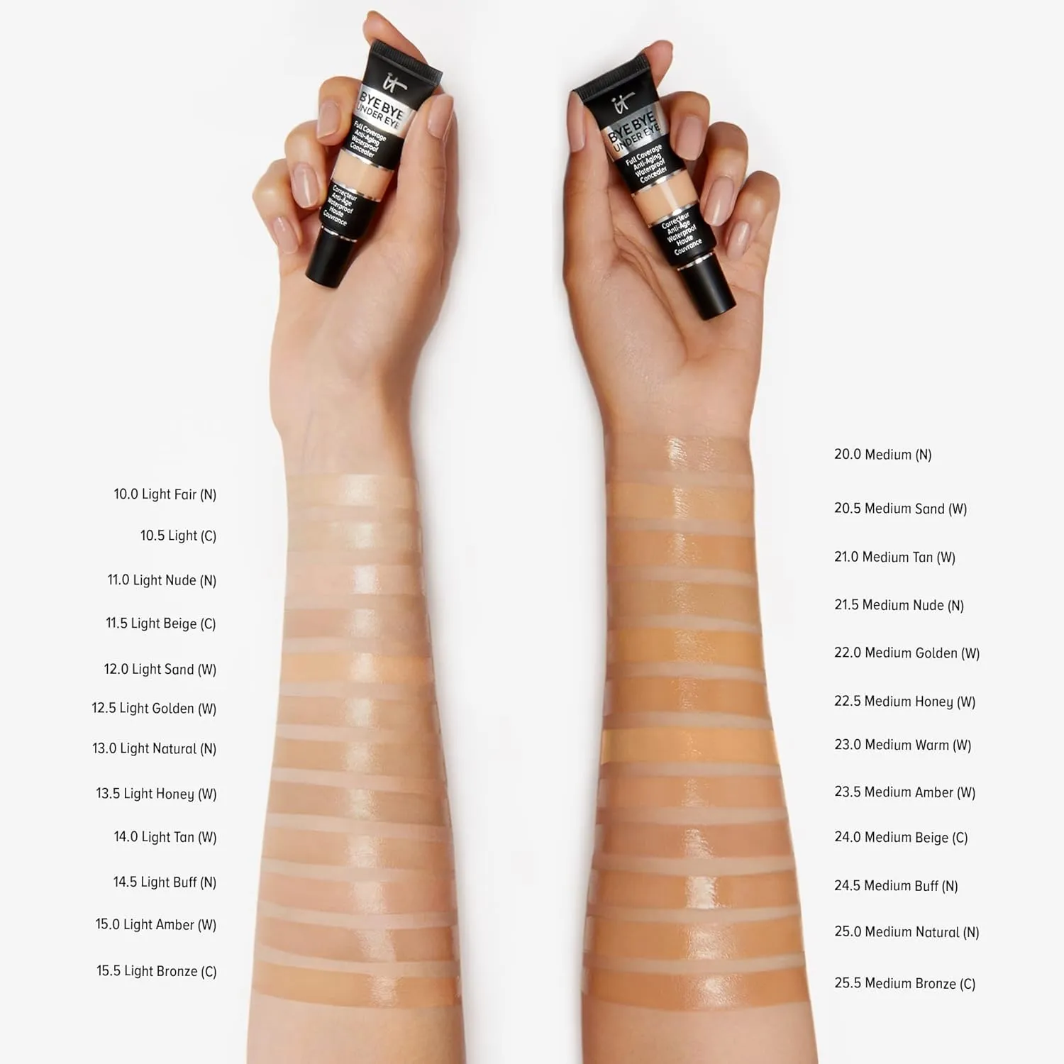 IT Cosmetics Bye Bye Under Eye Concealer - Waterproof Full Coverage Concealer For Dark Circles, Fine Lines, Redness & Discoloration, Formulated with Hyaluronic Acid, Natural Finish – 0.4 fl oz
