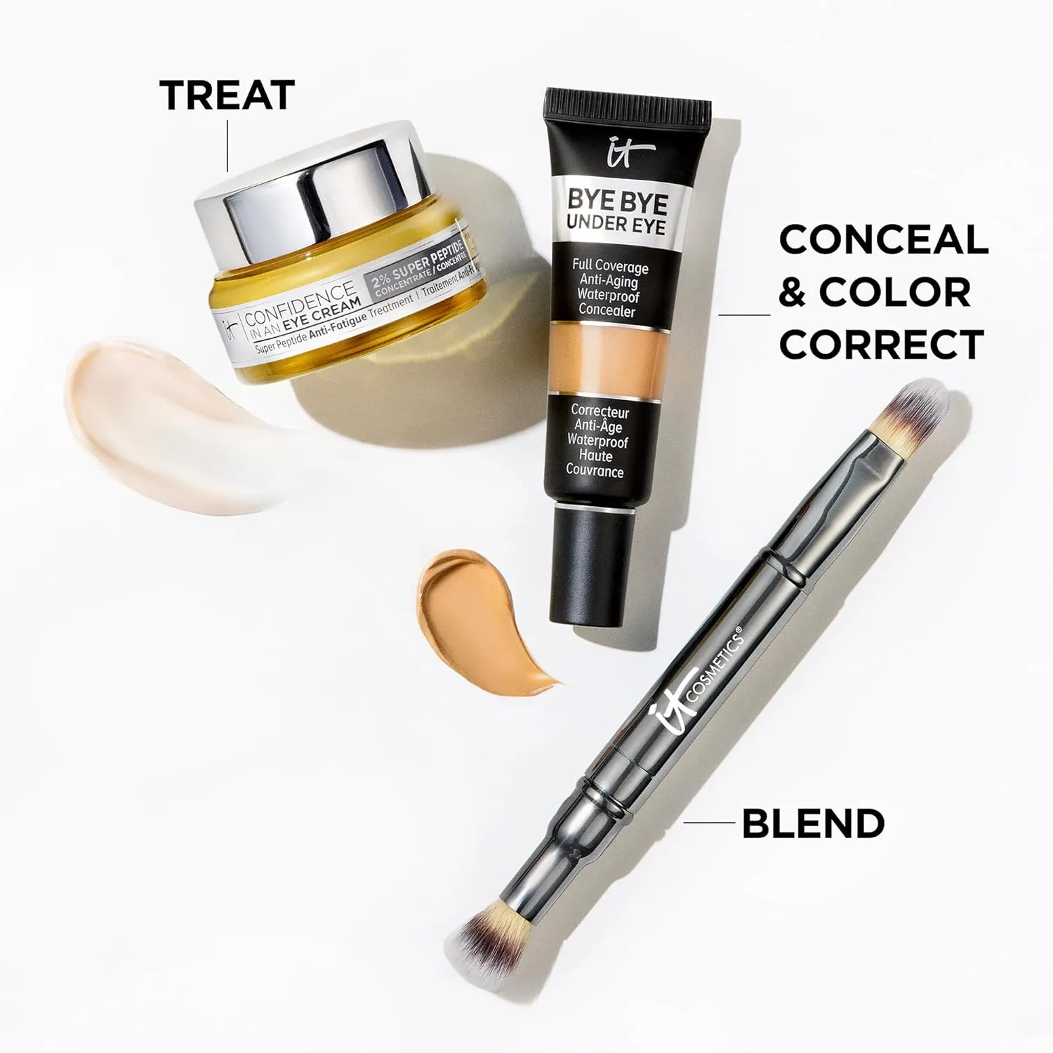 IT Cosmetics Bye Bye Under Eye Concealer - Waterproof Full Coverage Concealer For Dark Circles, Fine Lines, Redness & Discoloration, Formulated with Hyaluronic Acid, Natural Finish – 0.4 fl oz